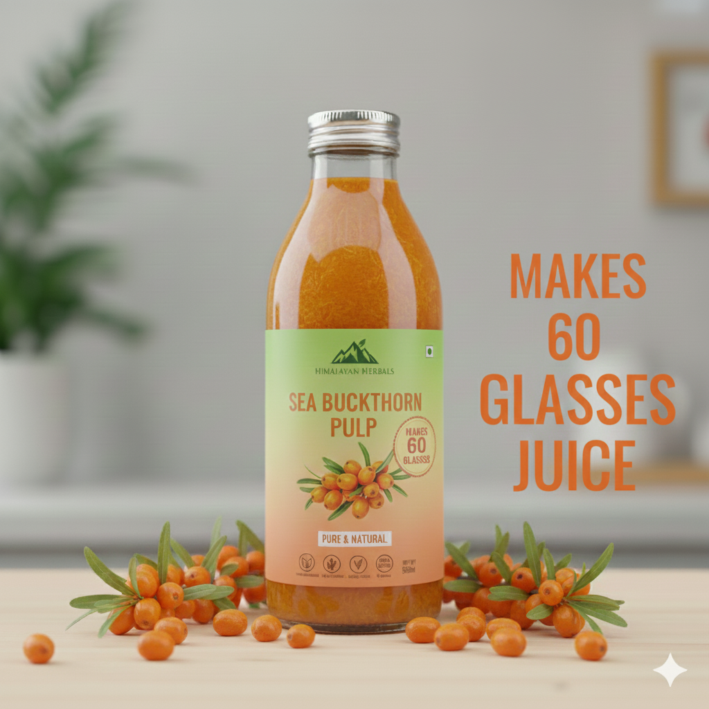 Himalayan Gold Pulp 500ml Pure Sea Buckthorn Juice. Packed with Vitamin C & Omegas. For 60 Days 60 Glasses