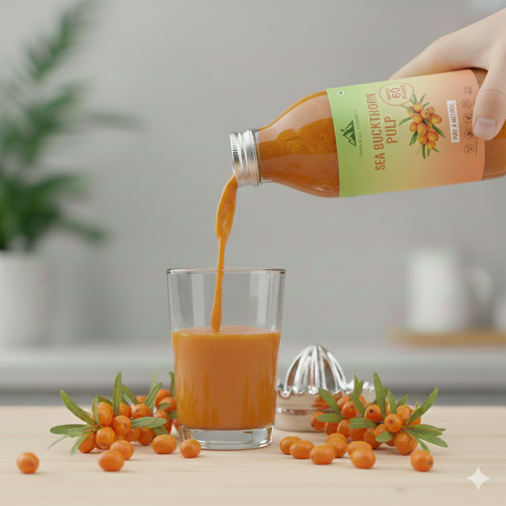 Himalayan Gold Pulp 500ml Pure Sea Buckthorn Juice. Packed with Vitamin C & Omegas. For 60 Days 60 Glasses